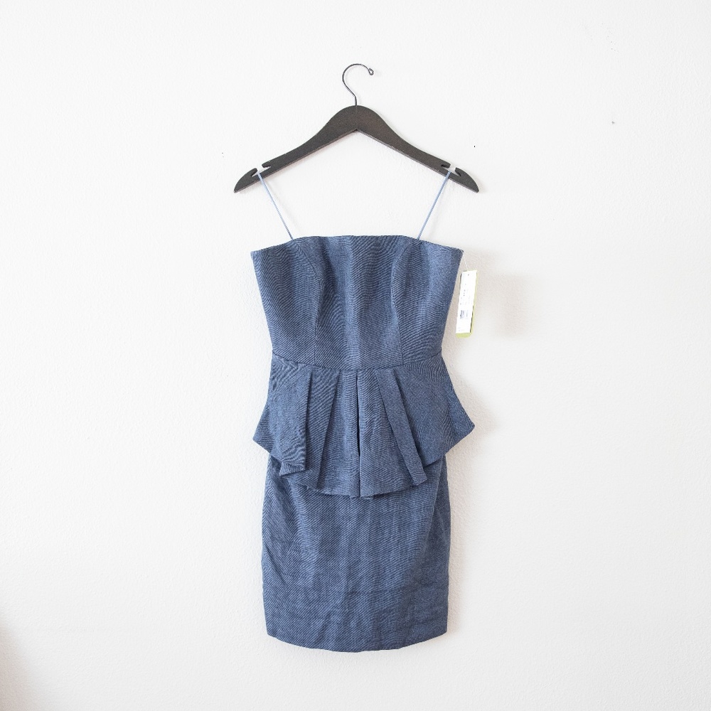 NWOT Artelier Nicole Miller Linen Strapless Dress